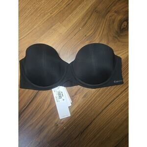 Calvin Klein Bra Womens Size 34c Black Strapless Push Up Underwire Padded 7064